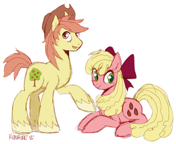 Size: 1197x980 | Tagged: safe, artist:kunaike, oc, oc only, applejack's parents, not bright mac, parent