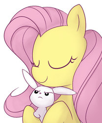 Size: 424x510 | Tagged: safe, artist:bambooharvester, angel bunny, fluttershy, g4, eyes closed