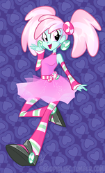 Size: 543x900 | Tagged: safe, artist:egophiliac, minty, equestria girls, g3, g4, clothes, dress, ear piercing, earring, equestria girls-ified, female, g3 to equestria girls, g3 to g4, generation leap, hilarious in hindsight, jewelry, piercing, pigtails, solo