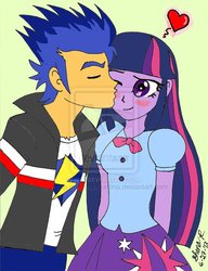 Size: 600x782 | Tagged: safe, artist:vamp-princess-lumina, flash sentry, twilight sparkle, human, equestria girls, g4, cute, female, heart, kissing, male, ship:flashlight, shipping, straight