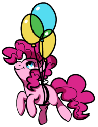 Size: 742x960 | Tagged: safe, artist:pepooni, pinkie pie, earth pony, pony, g4, balloon, female, floating, looking up, mare, smiling, solo, then watch her balloons lift her up to the sky