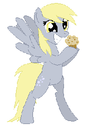 Size: 235x330 | Tagged: safe, artist:tomdantherock, derpy hooves, pegasus, pony, g4, animated, bipedal, female, mare, muffin, solo, that pony sure does love muffins