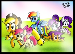 Size: 3668x2632 | Tagged: safe, artist:neoncabaret, apple bloom, applejack, rainbow dash, rarity, scootaloo, sweetie belle, g4