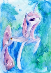 Size: 1144x1634 | Tagged: dead source, safe, artist:my-magic-dream, fleur-de-lis, pony, unicorn, g4, concave belly, female, horn, mare, slender, solo, thin, traditional art