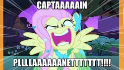 Size: 800x450 | Tagged: safe, fluttershy, g4, the best night ever, captain planet and the planeteers, female, flutterrage, quote, robot chicken, solo, ted turner, text, you're going to love me