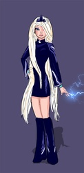 Size: 487x1000 | Tagged: artist needed, safe, princess luna, human, g4, close-up, electricity, female, humanized, lightning, magic, rough sketch, solo