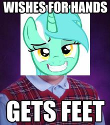 Size: 418x476 | Tagged: safe, lyra heartstrings, g4, 1000 hours in ms paint, bad luck brian, bedroom eyes, exploitable meme, humie, image macro, meme, ms paint