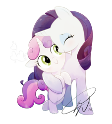 Size: 800x884 | Tagged: safe, artist:lillayfran, rarity, sweetie belle, pony, unicorn, g4, belle sisters, cute, eyes closed, female, filly, hug, mare, profile, raribetes, sibling love, siblings, simple background, sisterly love, sisters, snuggling, transparent background