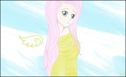Size: 664x404 | Tagged: safe, artist:xael, fluttershy, human, g4, clothes, female, humanized, pixiv, solo, sweater, sweatershy