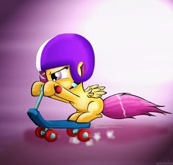 Size: 2000x1900 | Tagged: safe, artist:scooterloo, scootaloo, pegasus, pony, g4, blank flank, female, filly, gotta go fast, helmet, scooter, solo, wings