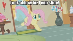 Size: 960x539 | Tagged: safe, edit, edited screencap, screencap, fluttershy, friendship is witchcraft, g4, swarm of the century, female, image macro, solo, sugarcube corner