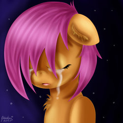 Size: 894x894 | Tagged: dead source, safe, artist:yuukon, scootaloo, g4, chest fluff, crying, female, sad, solo