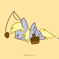Size: 500x500 | Tagged: safe, artist:php56, derpy hooves, pegasus, pony, g4, animated, carrot on a stick, female, fishing rod, flying, letter, mailmare, mare, muffin, saddle bag, solo