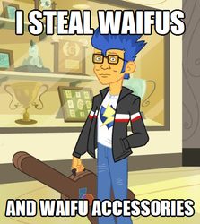 Size: 450x504 | Tagged: safe, flash sentry, equestria girls, g4, exploitable meme, flash sentry savior of the universe, glasses, hank hill, image macro, king of the hill, male, meme, solo, waifu, waifu thief