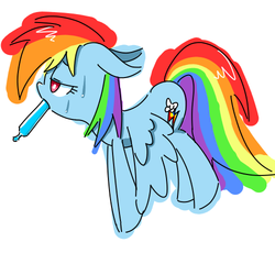 Size: 500x500 | Tagged: safe, artist:30clock, rainbow dash, g4, female, pixiv, solo, sweat