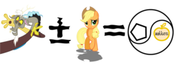 Size: 1800x666 | Tagged: safe, applejack, discord, g4, discordianism, exploitable meme, fnord, make it happen, meme, sacred chao, simple background, transparent background, vector