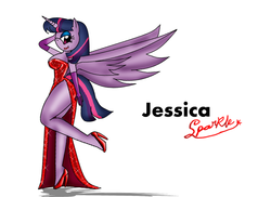 Size: 1024x745 | Tagged: safe, artist:odiz, twilight sparkle, anthro, g4, clothes, dress, female, jessica rabbit, parody, side slit, solo, twilight sparkle (alicorn), who framed roger rabbit