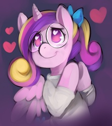 Size: 568x636 | Tagged: safe, artist:ende26, princess cadance, alicorn, pony, ask high school cadance, g4, adorkable, clothes, cute, cutedance, dork, female, glasses, heart, heart eyes, meganekko, smiling, solo, tumblr, wingding eyes