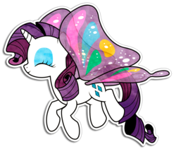 Size: 1648x1393 | Tagged: safe, artist:kennyklent, rarity, pony, unicorn, g4, sonic rainboom (episode), eyes closed, eyeshadow, female, flutter wings, flying, glimmer wings, gossamer wings, happy, makeup, mare, solo, wings