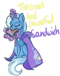 Size: 510x646 | Tagged: safe, artist:tracymod, trixie, pony, unicorn, g4, female, mare, sandwich, solo