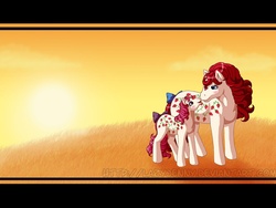 Size: 1024x768 | Tagged: safe, artist:lazyjenny, baby sugarberry, sugarberry, pony, g1, baby, baby pony, duo, filly, twice as fancy ponies