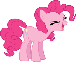 Size: 8064x6683 | Tagged: safe, artist:emedina13, pinkie pie, earth pony, pony, g4, sonic rainboom (episode), absurd resolution, andrea libman, cheering, eyes closed, female, flutteryay, mare, simple background, solo, transparent background, vector, voice actor joke, yay