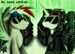 Size: 1250x908 | Tagged: safe, artist:jamescorck, oc, oc only, oc:movie slate, pony, ask, the matrix, tumblr