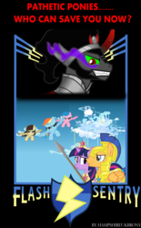 Size: 1805x2918 | Tagged: safe, artist:vector-brony, firefly, flash sentry, king sombra, rainbow dash, twilight sparkle, wild fire, alicorn, pony, g1, g4, exploitable meme, female, flash gordon, flash sentry savior of the universe, g1 to g4, generation leap, mare, meme, movie poster, parody, twilight sparkle (alicorn)