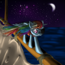 Size: 1000x1000 | Tagged: safe, artist:m_d_quill, rainbow dash, g4, eyepatch, female, pirate, pirate dash, ship, solo