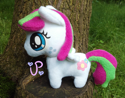 Size: 922x720 | Tagged: safe, artist:ultrapancake, blossomforth, pegasus, pony, g4, commission, customized toy, irl, outdoors, photo, plushie, spread wings, toy, tree, wings