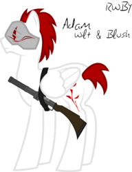 Size: 3027x3950 | Tagged: safe, pony, adam taurus, beast, black, gun, mask, monty oum, ponified, rifle, rooster teeth, rwby, solo, weapon, wilt and blush