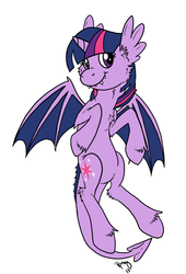 Size: 756x1113 | Tagged: safe, artist:papercutpony, twilight sparkle, dracony, dragon, g4, female, simple background, solo, species swap, twilidragon, white background