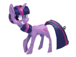 Size: 2061x1546 | Tagged: safe, artist:verrmont, twilight sparkle, pony, unicorn, g4, female, grin, simple background, smiling, solo, unicorn twilight, white background