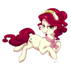 Size: 1280x1233 | Tagged: safe, artist:purmu, cherry jubilee, earth pony, pony, g4, cherry, draw me like one of your french girls, female, mare, simple background, solo, transparent background