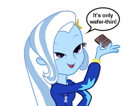 Size: 522x441 | Tagged: safe, trixie, equestria girls, g4, my little pony equestria girls, exploitable meme, female, look what trixie found, meme, monty python, monty python's the meaning of life, mr. creosote, solo, wafer thin mint