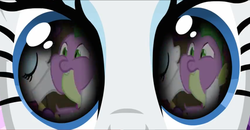 Size: 500x260 | Tagged: safe, screencap, rarity, spike, dragon quest, g4, magical mystery cure, eyes, female, male