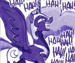 Size: 494x411 | Tagged: safe, artist:johnjoseco, nightmare moon, g4, cropped, evil laugh, female, laughing, solo