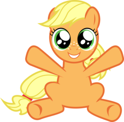 Size: 3057x3019 | Tagged: safe, artist:loboguerrero, applejack, g4, cute, female, filly, filly applejack, hug, jackabetes, simple background, sitting, solo, transparent background, vector, younger