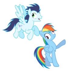 Size: 1024x955 | Tagged: dead source, safe, artist:gizemyorganci, rainbow dash, soarin', pegasus, pony, g4, derp, duo, female, male, ship:soarindash, shipping, simple background, straight, transparent background, vector