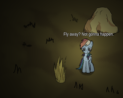 Size: 1280x1024 | Tagged: dead source, safe, artist:zadrave, rainbow dash, pegasus, pony, g4, don't starve, female, game, sad, solo, style emulation, wallpaper