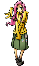 Size: 258x431 | Tagged: safe, artist:unregisteredwaffle, fluttershy, human, g4, clothes, female, hoodie, humanized, solo, winged humanization