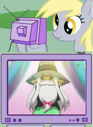 Size: 440x600 | Tagged: safe, derpy hooves, pegasus, pony, g4, exploitable meme, female, headmaster moldavite, jewelpet, mare, sanrio, sega, tv meme