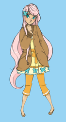 Size: 628x1152 | Tagged: safe, artist:lovechafes, fluttershy, human, g4, female, humanized, solo
