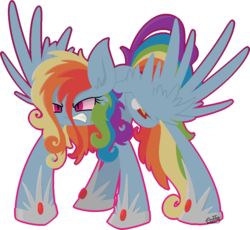 Size: 1015x933 | Tagged: safe, artist:cuttycommando, rainbow dash, pegasus, pony, g4, angry, corrupted, female, mare, nightmare, nightmare rainbow dash, nightmarified, sin of sloth, solo, spread wings