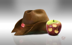 Size: 1920x1203 | Tagged: safe, artist:tsitra360, applejack, g4, apple, hat, hyperreal, realistic, realistic painting