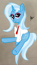 Size: 633x1088 | Tagged: safe, artist:alexanderhunt88, trixie, pony, unicorn, g4, clothes, female, mare, smiling, solo, suit