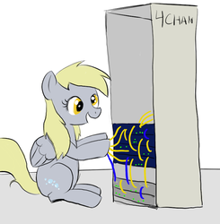 Size: 703x717 | Tagged: safe, artist:enma-darei, derpy hooves, pegasus, pony, 4chan, computer, derpy hooves tech support, female, mare, server, solo, this will end in tears