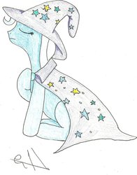 Size: 791x1009 | Tagged: dead source, safe, artist:byakko9900, trixie, pony, unicorn, g4, female, mare, solo, traditional art