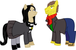 Size: 2129x1396 | Tagged: safe, artist:jewelsfriend, elementary, joan watson, ponified, sherlock, sherlock holmes