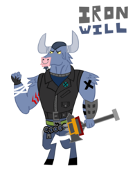 Size: 2191x2814 | Tagged: safe, artist:jewelsfriend, iron will, g4, borderlands, borderlands 2, brick, crossover, hammer, male, solo